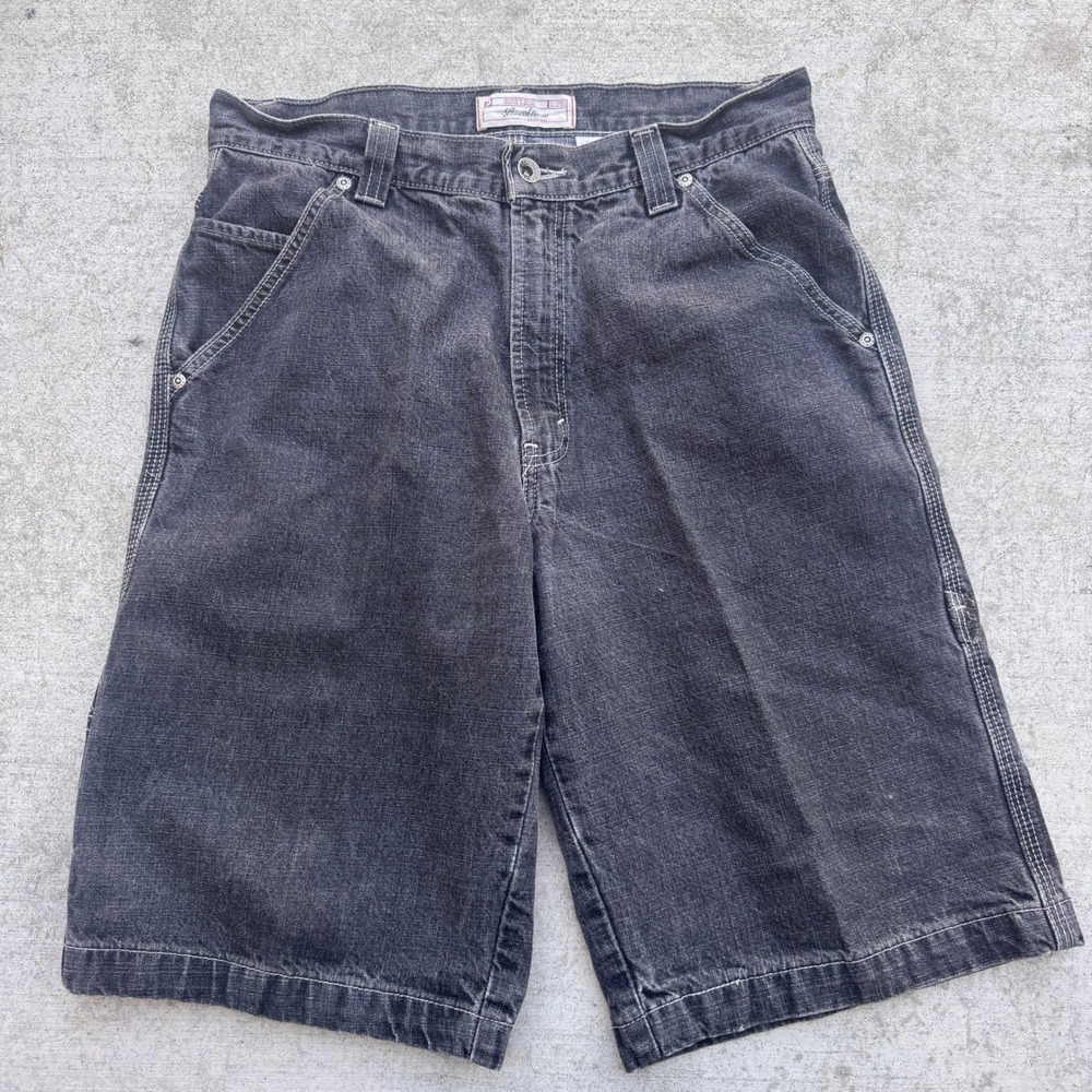 Levi Strauss Mens Black Carpenter Denim Shorts Size 30 Baggy y2k style - Picture 2 of 6
